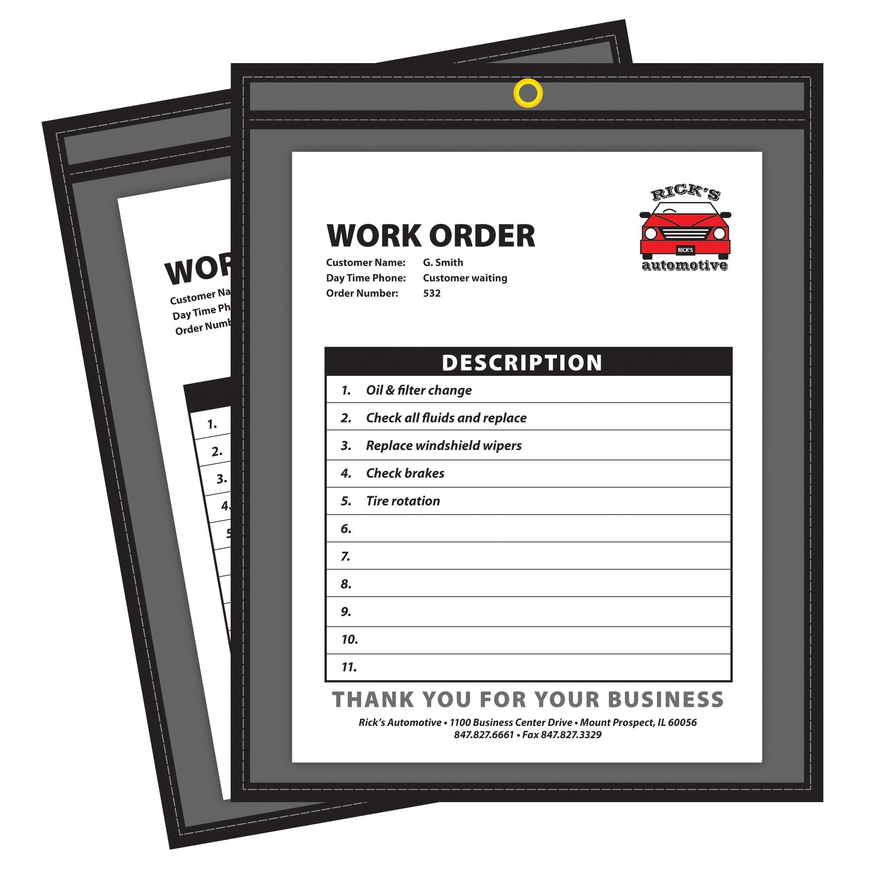 C-Line Shop Ticket Holders, Stitched, One Side Clear, 8-1/2" x 11", Box of 25 (45911)