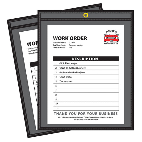 C-Line Shop Ticket Holders, Stitched, One Side Clear, 8-1/2" x 11", Box of 25 (45911)