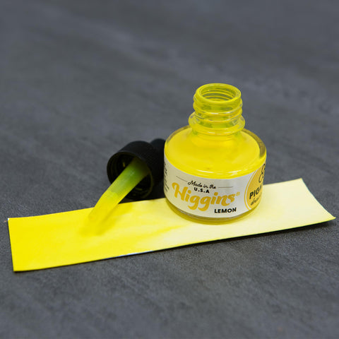 Higgins Lemon Pigmented Drawing Ink - for Artists and Students - 1 oz. Glass Bottle (HIG44625)