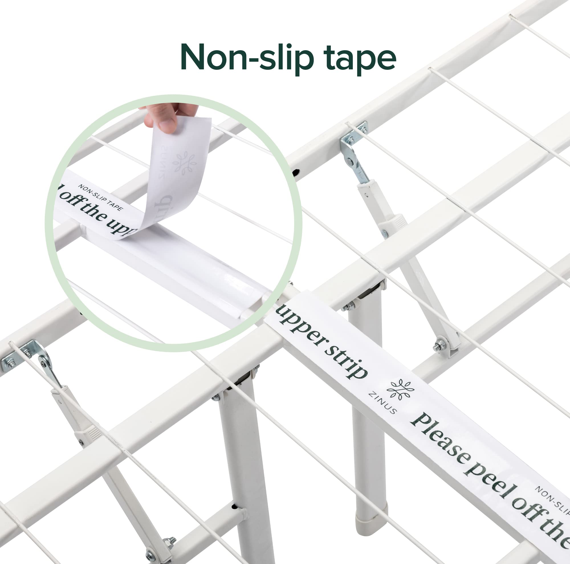 Zinus SmartBase Tool-Free Assembly Mattress Foundation, 14 Inch Metal Platform Bed Frame, No Box Spring Needed, Sturdy Steel Frame, Underbed Storage, White, Queen