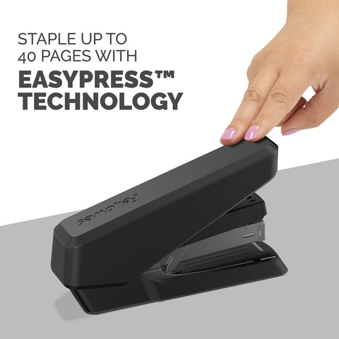 Fellowes LX870 EasyPress Full Strip One Touch Desk Stapler, 40 Sheet Capacity - Black