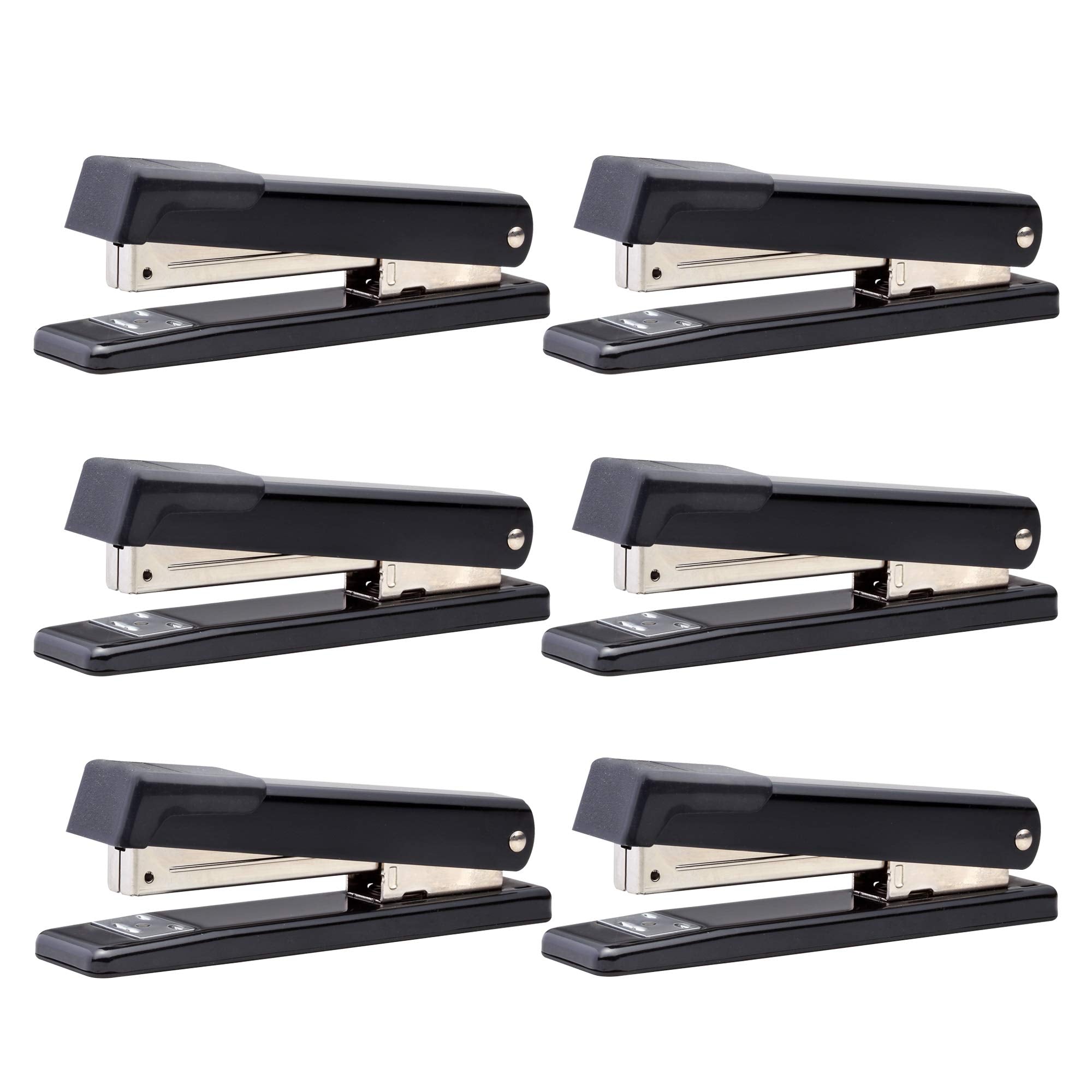 Bostitch Office Classic Metal Desktop Stapler, 20 Capacity, Dual Clinch, Opens for Tacking, Full-Strip, 6 Pack, Black