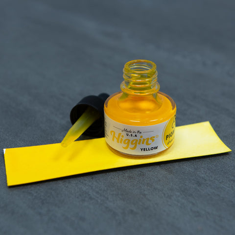 Higgins Yellow Pigmented Drawing Ink - for Artists and Students - 1 oz. Glass Bottle (HIG44635)