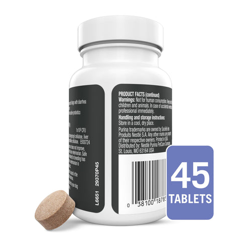 Purina Pro Plan Veterinary Supplements FortiFlora Daily Probiotics for Dogs Chewable Tablets for Digestive Gut Health and Diarrhea - 45 ct. Canister