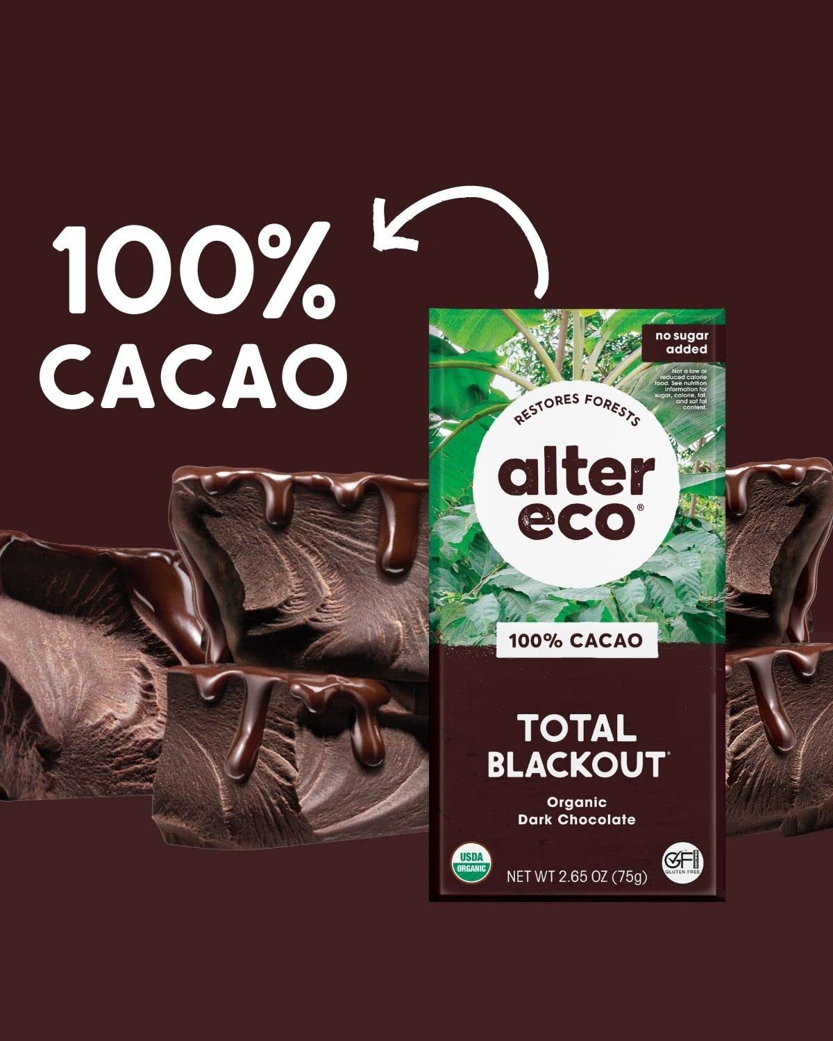 Alter Eco | Dark Chocolate Bars | Pure Dark Cocoa, Fair Trade, Organic, Non-GMO, Gluten Free (Total Blackout)