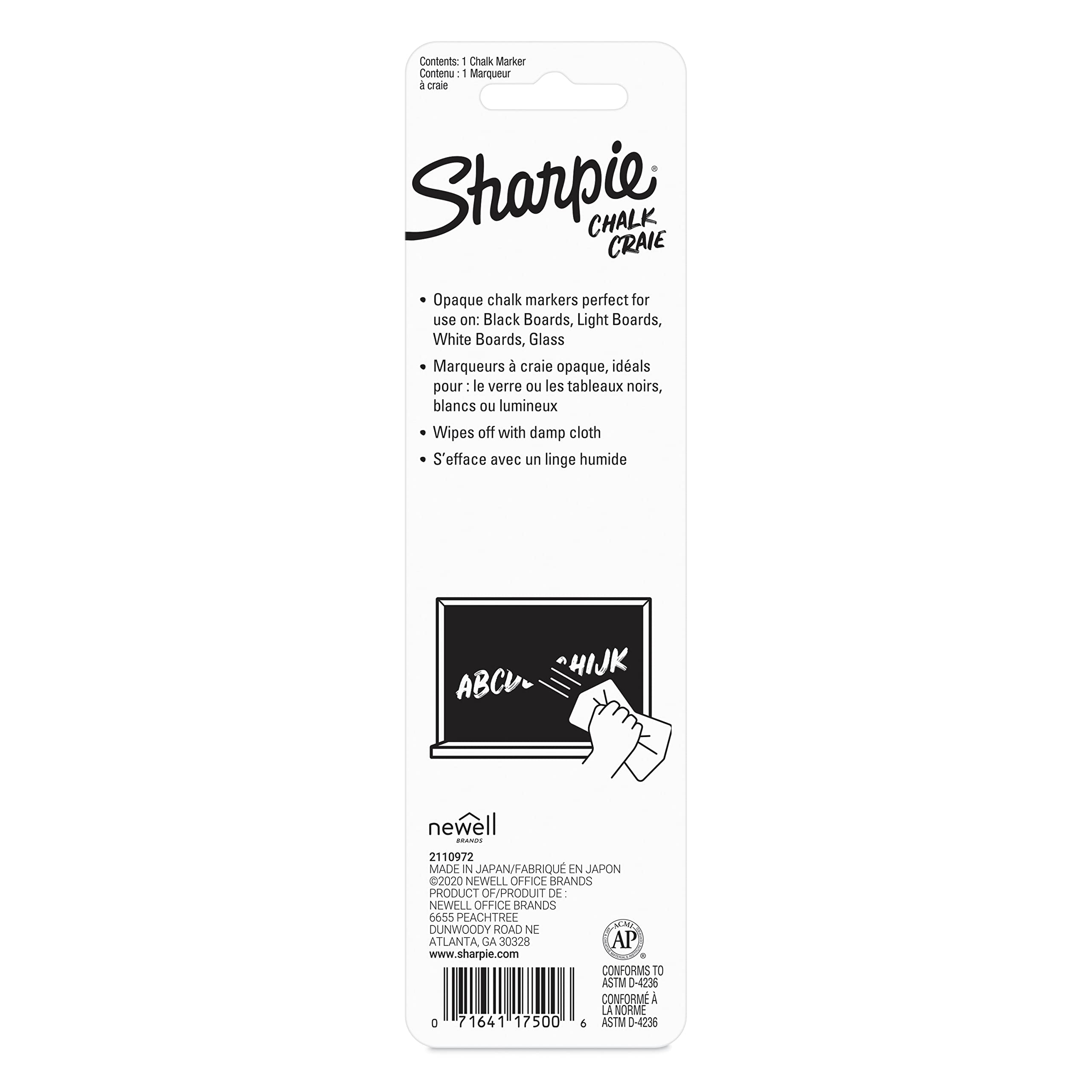 Sharpie Chalk Marker, Wet Erase Markers, White, 1 Count
