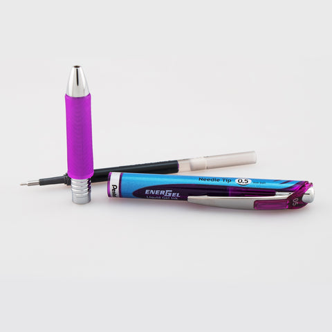 Pentel Gel Ink Pen, EnerGel RTX Retractable Gel Pen, 0.5mm, Fine Point, Needle Tip, Violet Ink (BLN75BP2V)