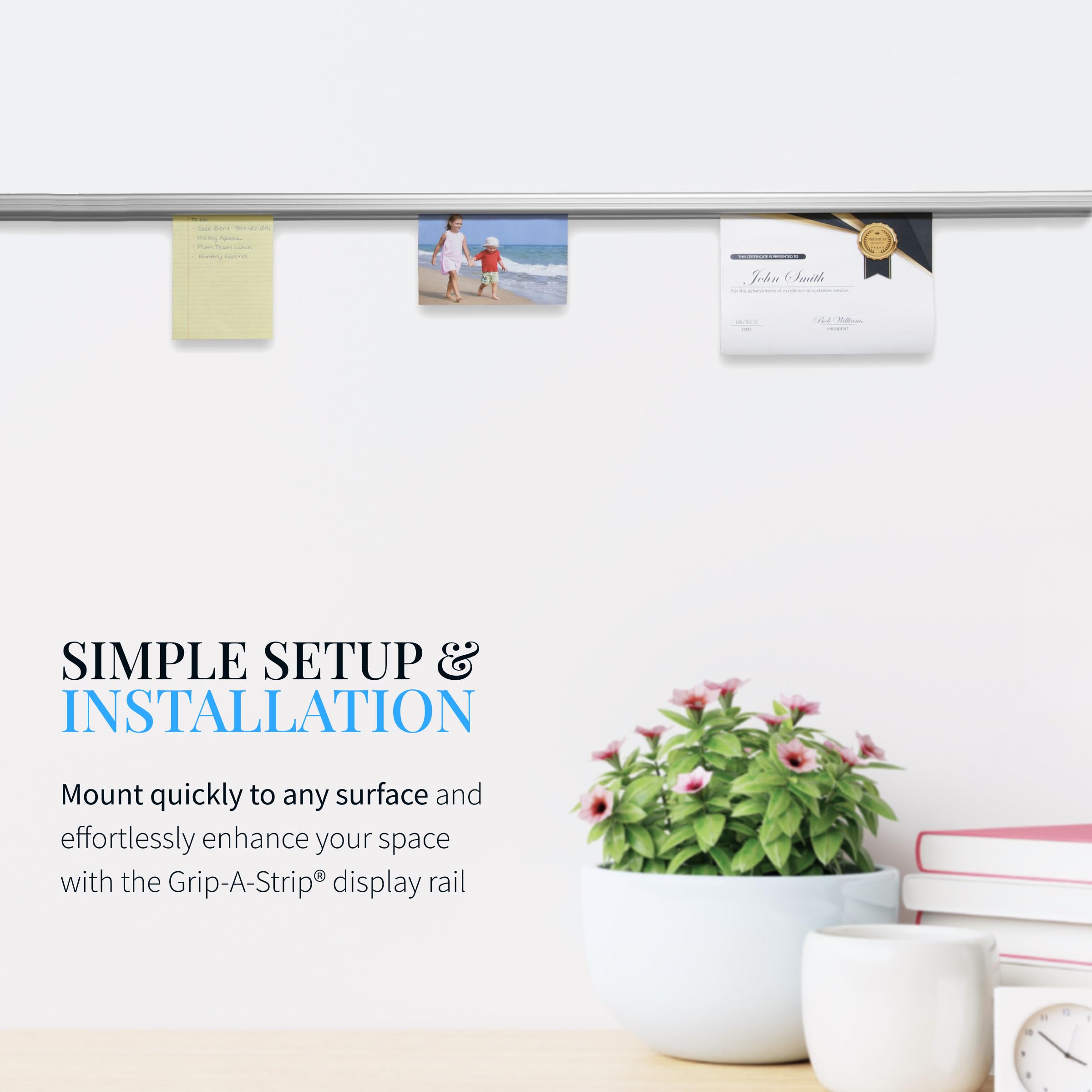 Advantus Aluminum Display Rail, Paper Display Strip and Receipt Holder, Bulletin Board Strip, 6 Ft, Satin Aluminum Finish