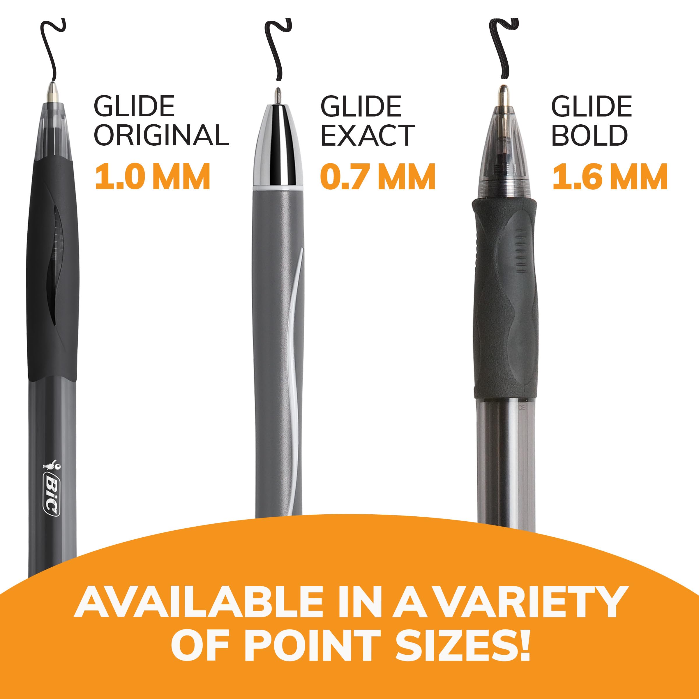 BIC Glide Exact Black Retractable Ballpoint Pens, Fine Point (0.7mm), 3-Count Pack, Ultra Smooth Writing Black Pens
