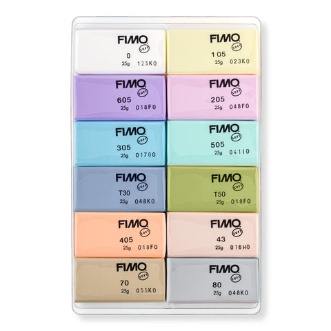 STAEDTLER 8023 C12-3 FIMO Soft Oven Hardening Modelling Clay 12 x 25 g Blocks - Pastel Colours
