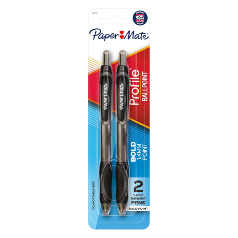 Paper Mate® Profile Retractable Ballpoint Pens, Bold (1.4mm), Black, 2 Count