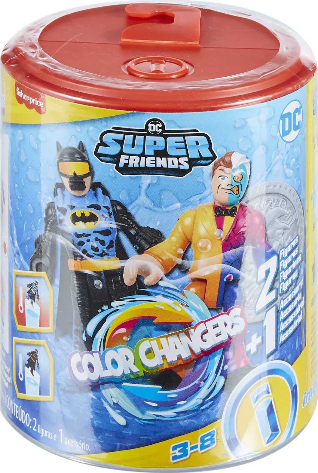 Fisher-Price Imaginext DC Super Friends Batman Toys, Color Changers Figure Set, Batman & Two-Face for Preschool Kids Ages 3+ Years