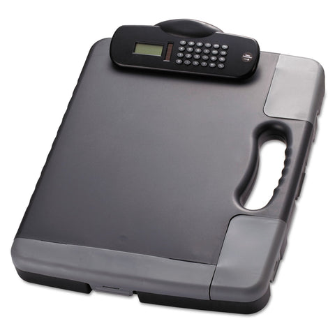 Officemate Portable Clipboard Storage Case with Calculator, Charcoal (83302) 14.5" x 11.8" x 1.5"