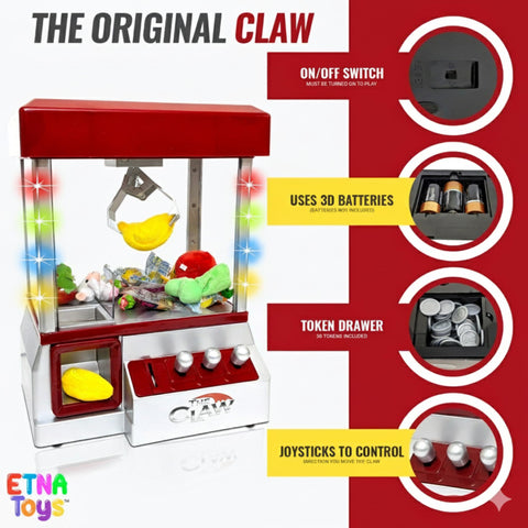 Etna Electronic Arcade Claw Machine - Toy Grabber Machine with Flashing LED Lights and Sound