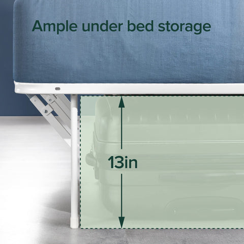 Zinus SmartBase Tool-Free Assembly Mattress Foundation, 14 Inch Metal Platform Bed Frame, No Box Spring Needed, Sturdy Steel Frame, Underbed Storage, White, Full