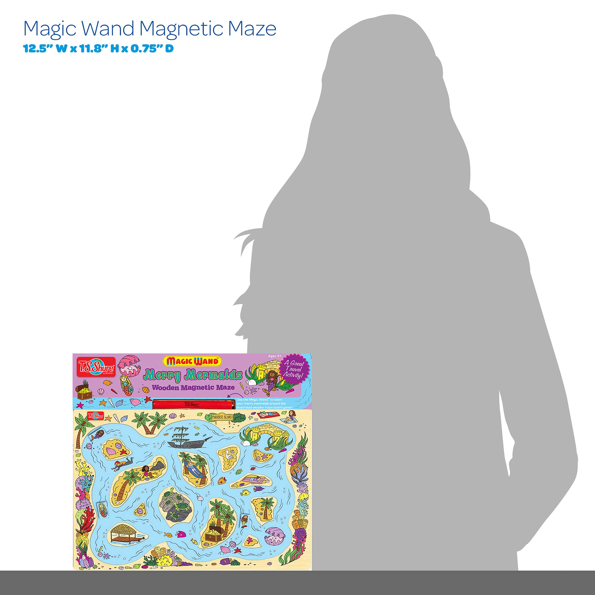 TS Shure by Bendon Mermaids Sea Life Magic Wand Magnetic Maze with 3 Magnets and Magnetic Magic Wand Pre-School Learning 50461