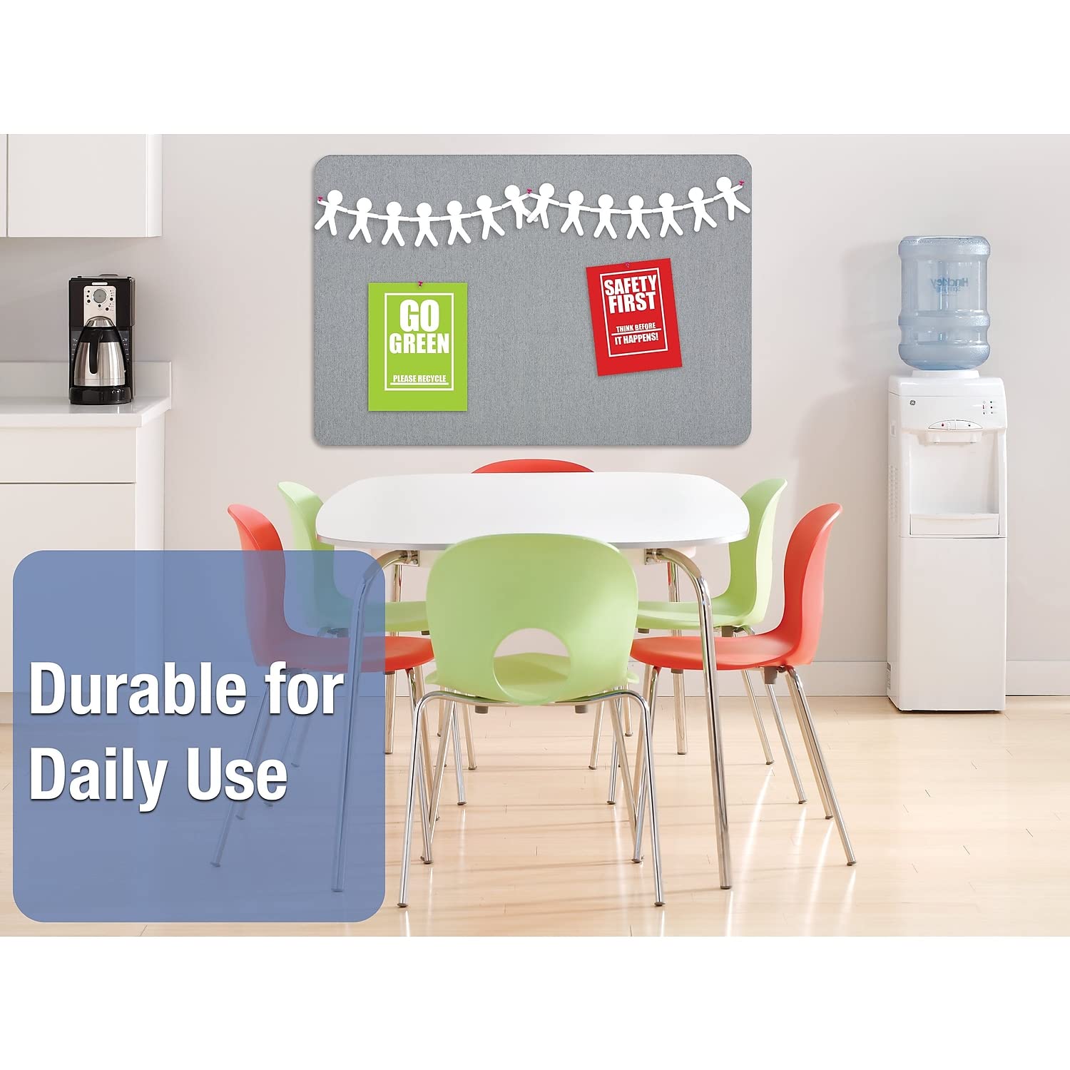 Quartet Bulletin Board, Fabric, 4' x 3', Frameless, High-Density Fiberboard, Oval Office, Light Blue (7684BE)