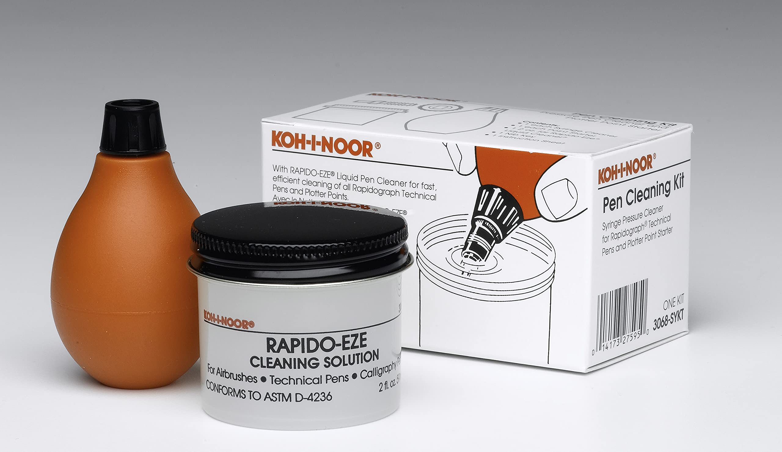 Koh-I-Noor Pressure Pen Cleaning Kit, including Rapido-EzeCleaning Solution and Syringe, 1 Kit (3068SYKT)