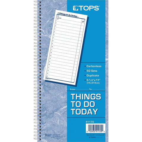 TOPS Daily Agenda/Things To Do Form, 2-Part, Carbonless, 5.5 x 11 Inches, 50-Sets per Pad (41170)