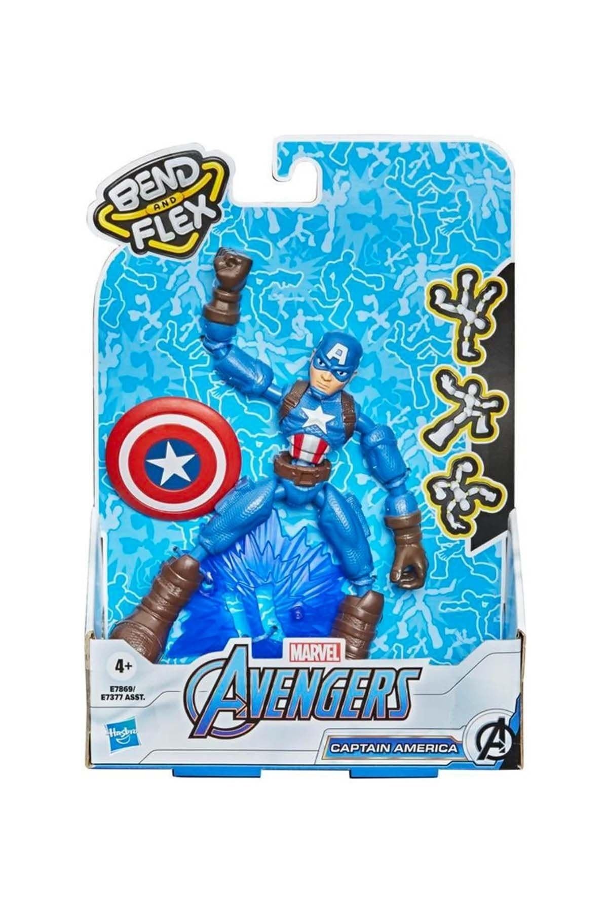 Avengers Marvel Bend and Flex Action Figure Toy, 6-Inch Flexible Captain America Figure, Includes Blast Accessory, for Kids Ages 4 and Up