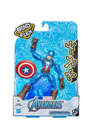 Avengers Marvel Bend and Flex Action Figure Toy, 6-Inch Flexible Captain America Figure, Includes Blast Accessory, for Kids Ages 4 and Up