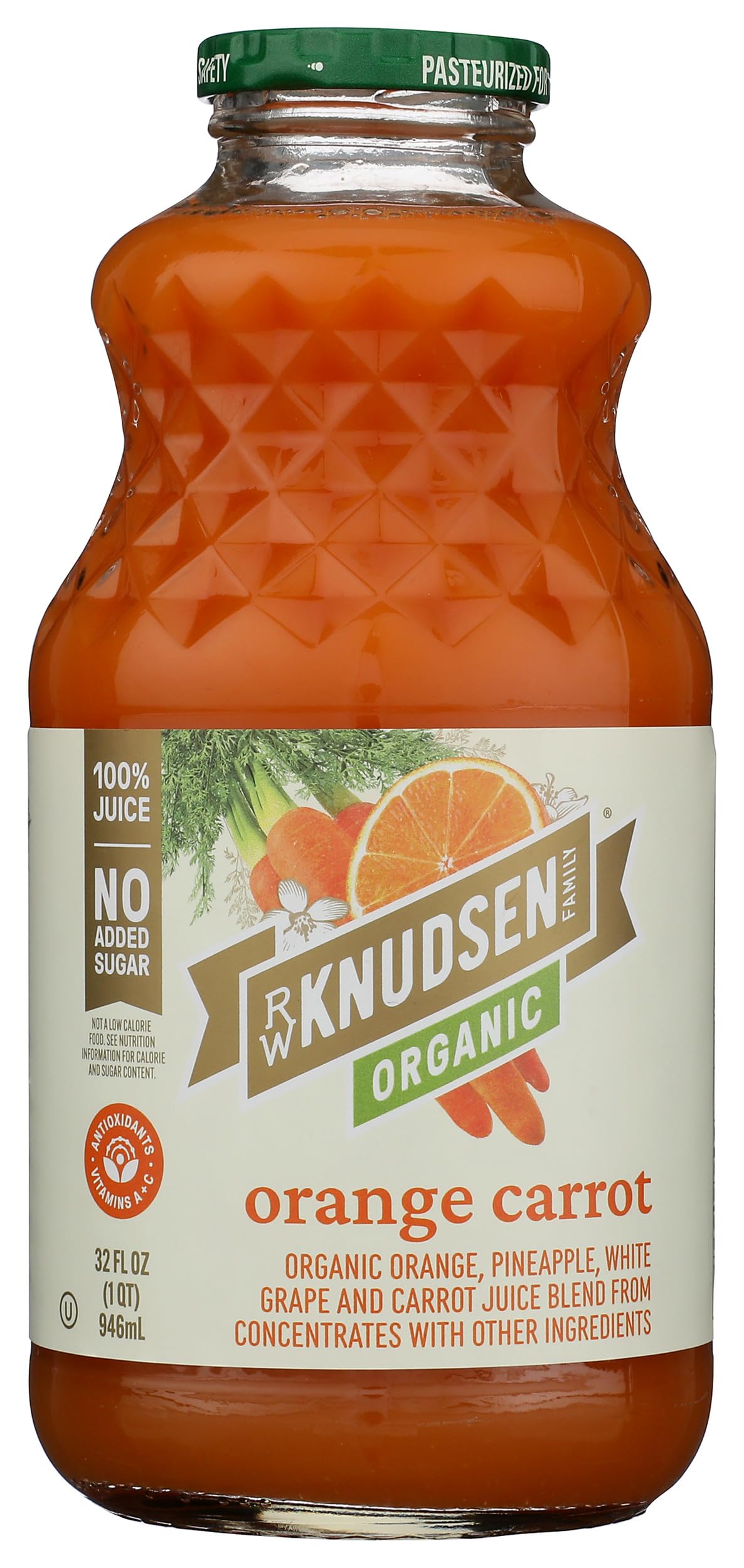 R.W. Knudsen Family Organic Orange Carrot Juice Blend, 32 Ounces (Pack of 6)