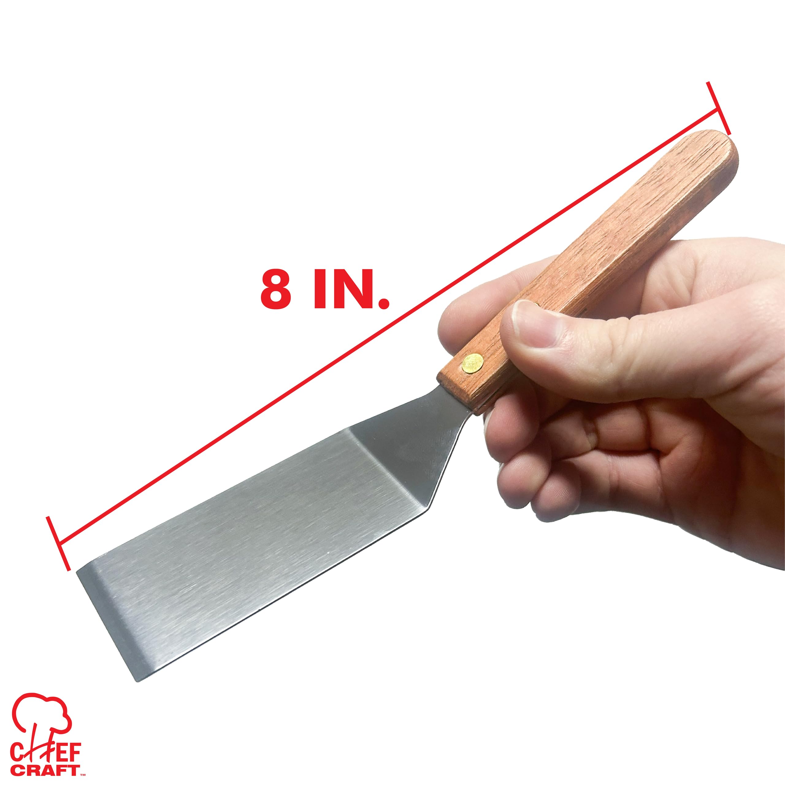 Chef Craft Select Stainless Steel Solid Wooden Handled Cookie Spatula, 8 inches in Length, Natural