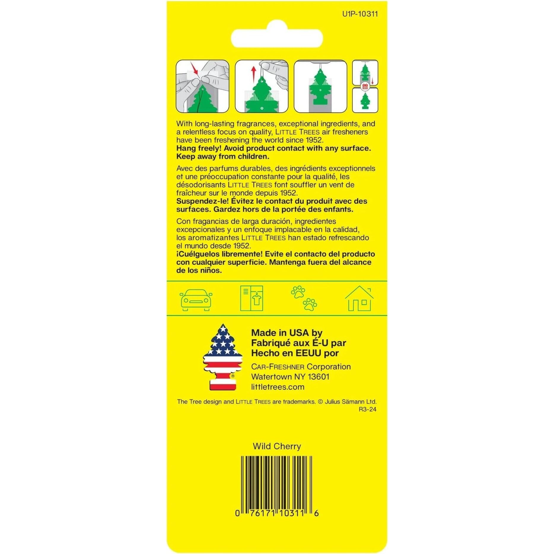 LITTLE TREES Car Air Freshener | Hanging Paper Tree for Home or Car | Wild Cherry | Single Tree per Package