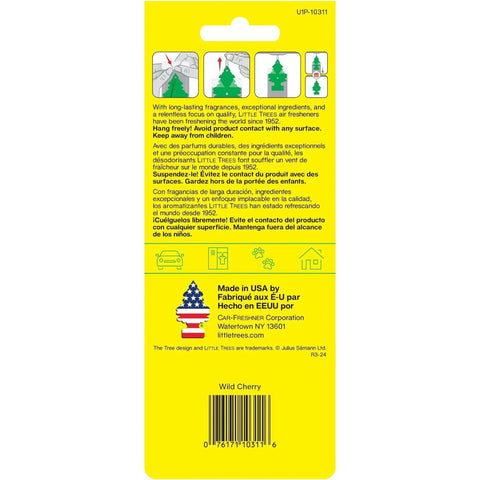 LITTLE TREES Car Air Freshener | Hanging Paper Tree for Home or Car | Wild Cherry | Single Tree per Package