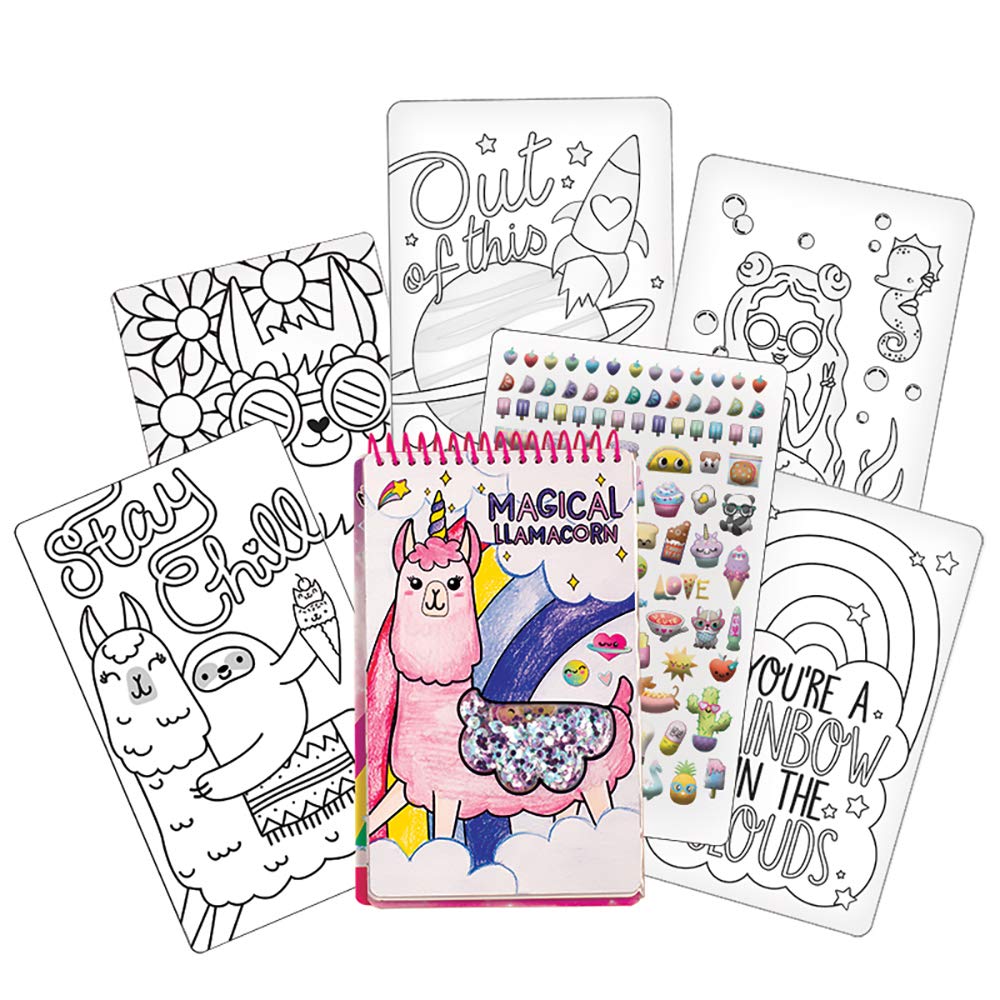 Fashion Angels Llama Shaker Compact Sketch Portfolio/Llama Sketch Book/Llama Coloring Book