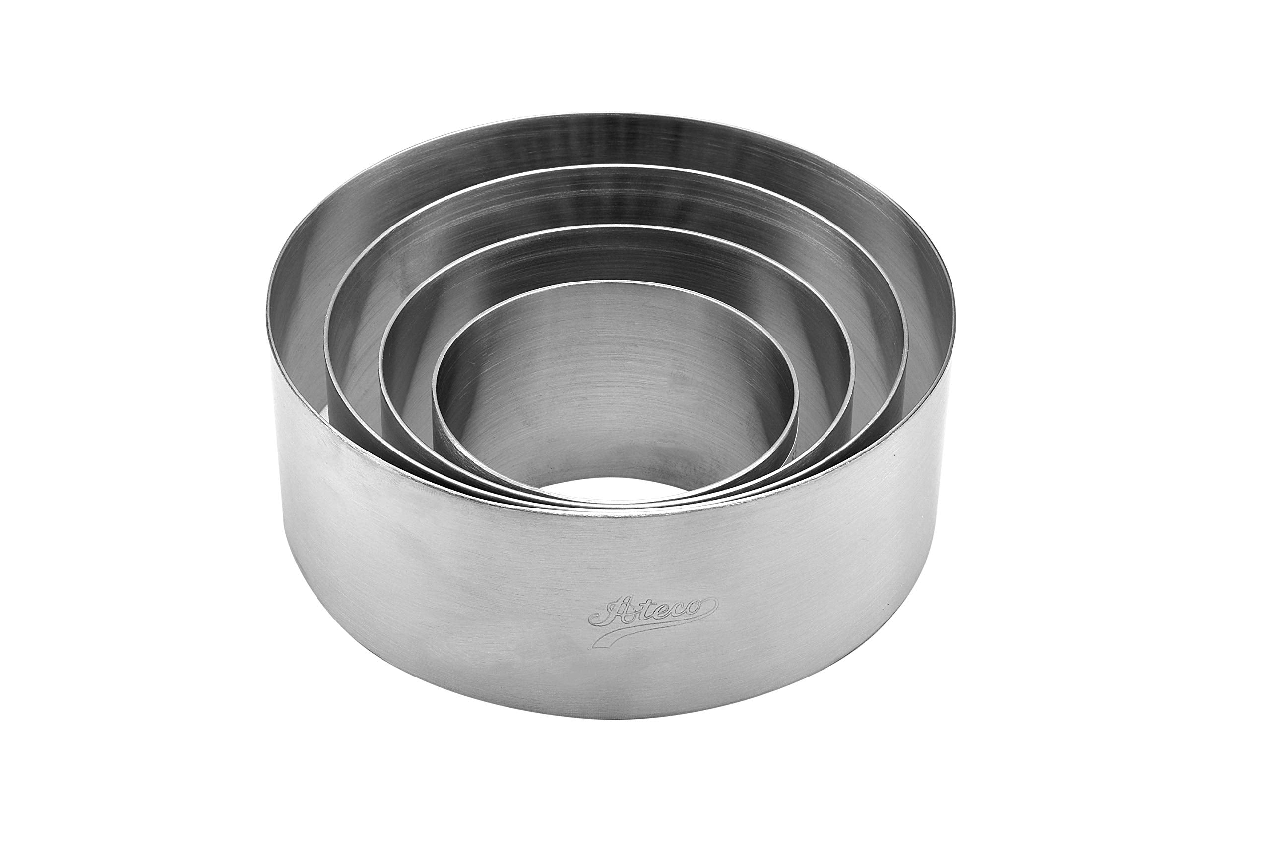 Ateco Round Cake Ring Dessert Mold, 1.75" High x 4.75" Diameter, Stainless Steel
