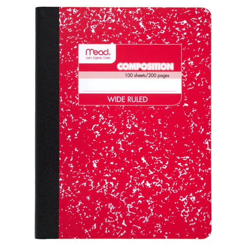 Mead Composition Notebook, Comp Book, Wide Ruled Paper, 100 Sheets, 9-3/4" x 7-1/2", Fashion, Square Deal, Assorted Colors, Color Selected May Vary, 1 Count (09918)