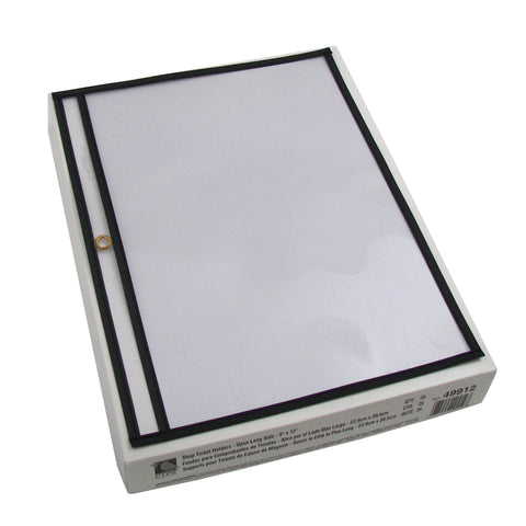 C-Line Stitched Shop Ticket Holders, Both Sides Clear, Open Long Side, 12 x 9 Inches, 25 per Box (49912)