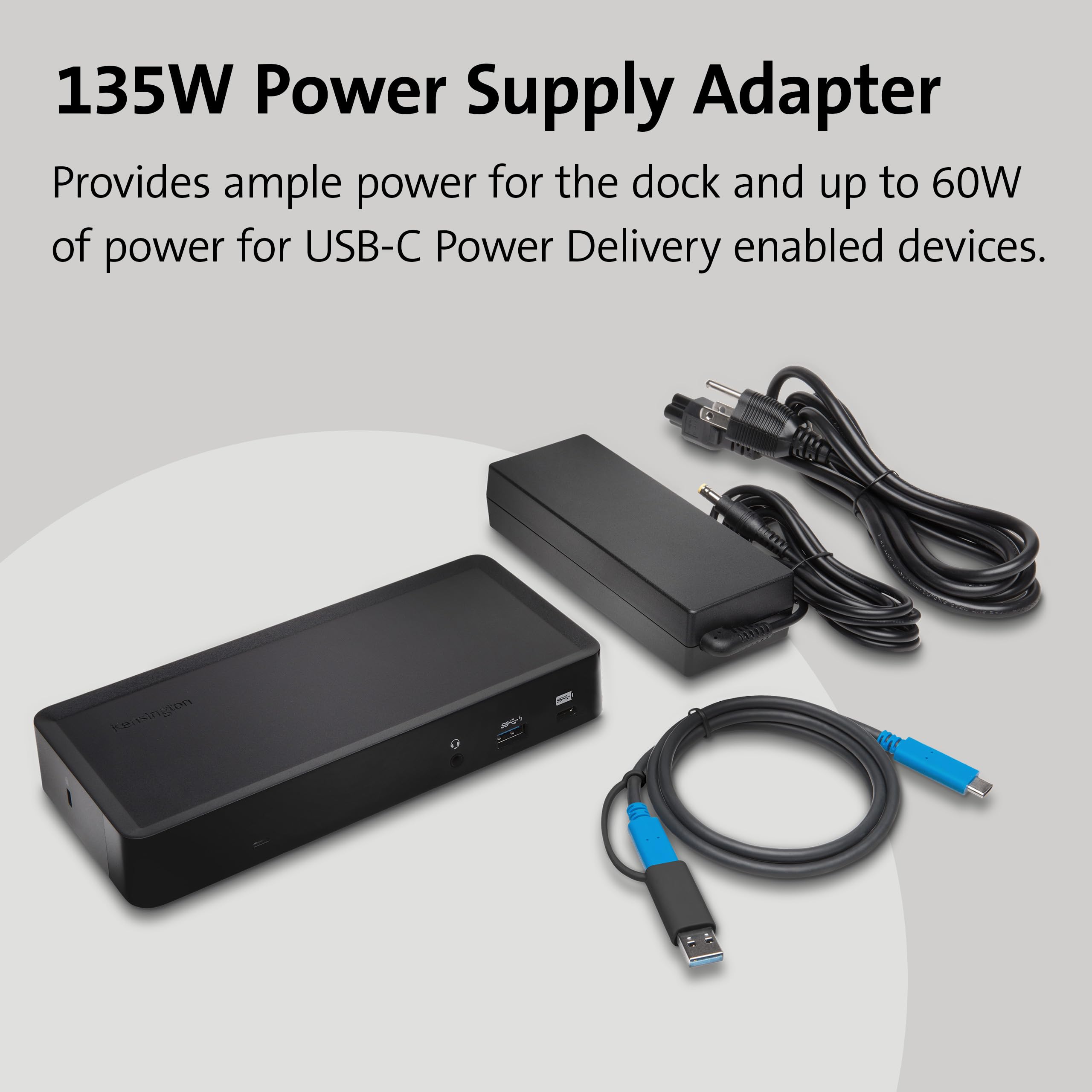 Kensington SD4700P Displaylink Docking Station – Dual Display for Any MacBook M1/M2/M3/M4 or Windows; 60W Power Delivery; TAA Compliant (K38240NA)