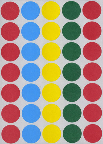 MACO Assorted Primary Round Color Coding Labels, 3/4 Inches in Diameter, 1000 Per Box (MR1212-A1)