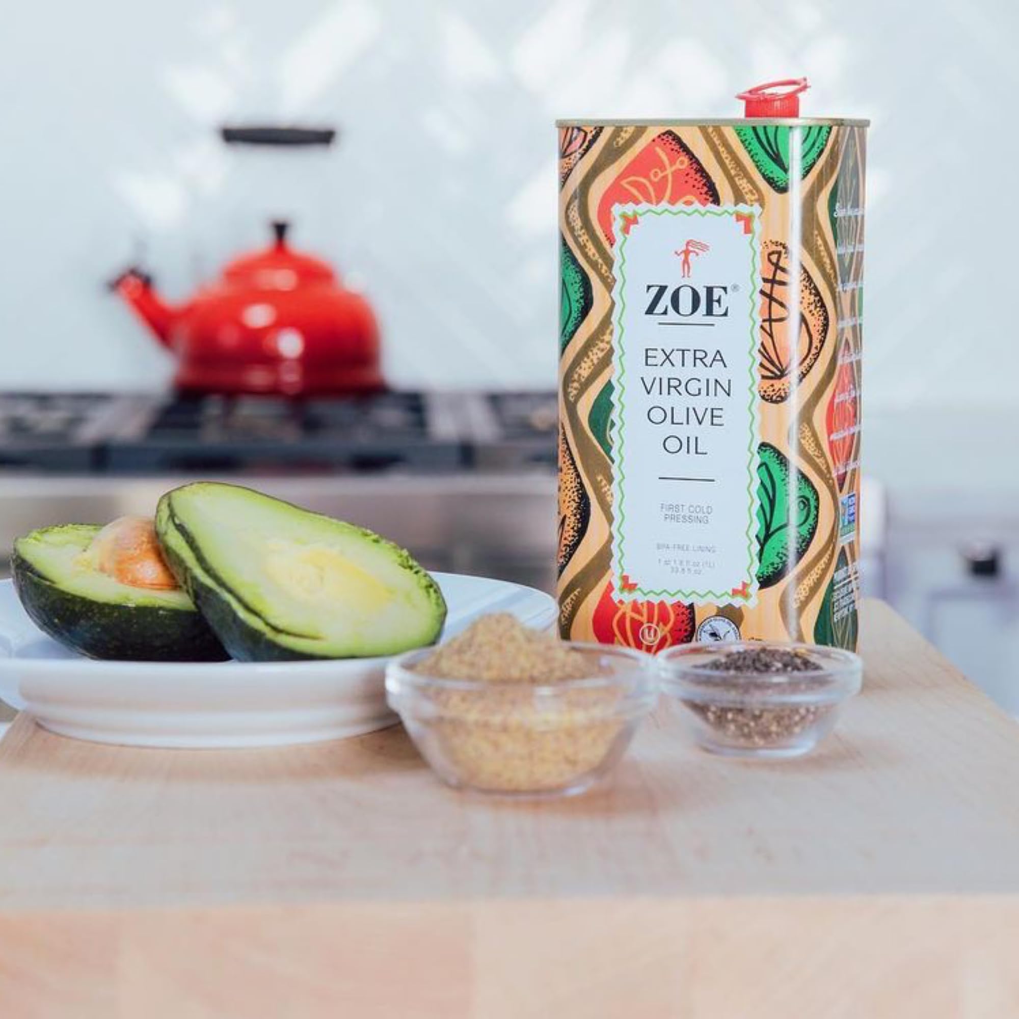 ZOE Extra Virgin Olive Oil 1L (33.8 fl oz) | Freshly Harvested, First Cold-Pressed Spanish EVOO | High Polyphenol, Hand-Selected Olives from Spain | Fruity Flavor, Rich Aroma | BPA-Free Tin