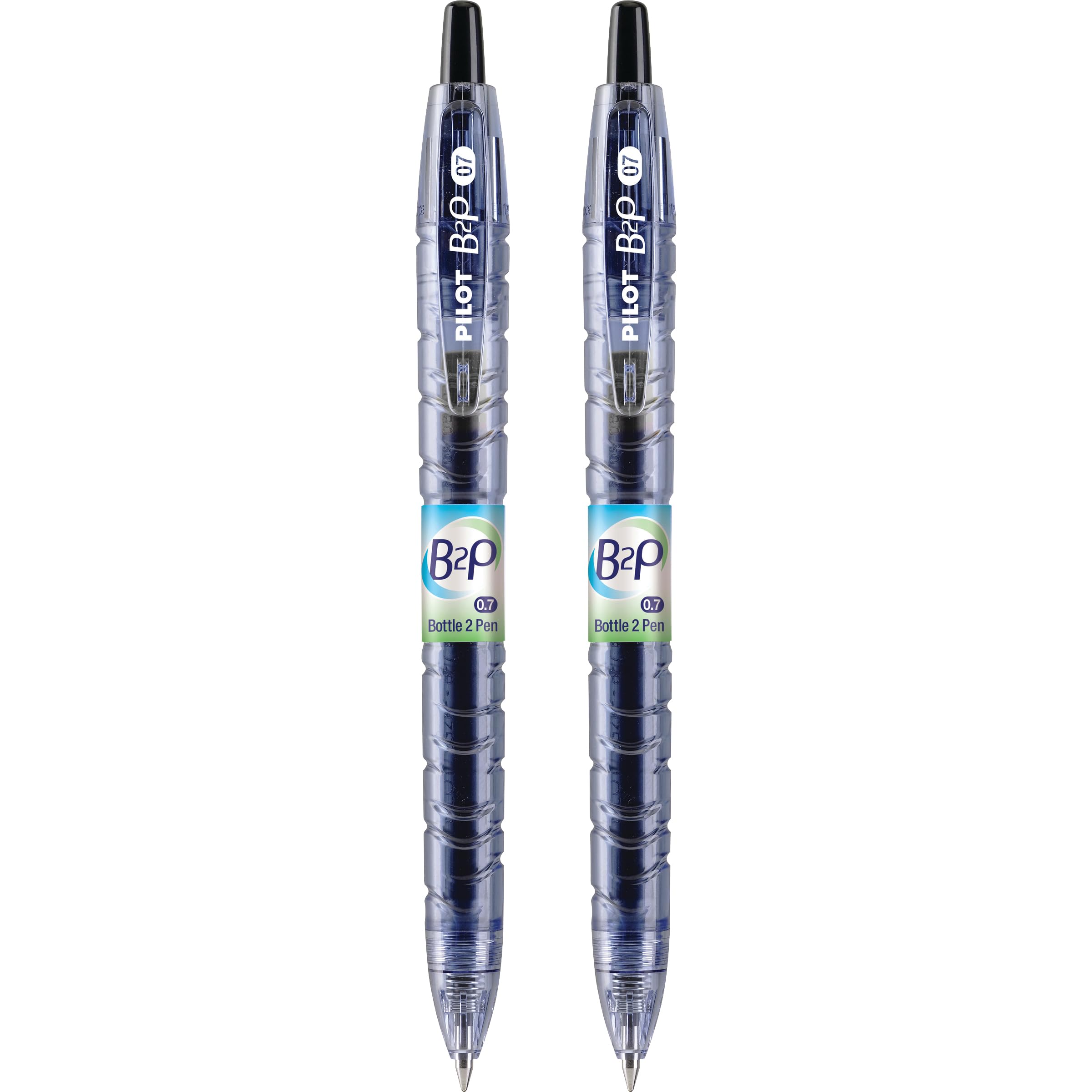 PILOT B2P - Bottle to Pen Refillable & Retractable Rolling Ball Gel Pen Made From Recycled Bottles, Fine Point, Black G2 Ink, 2-Pack (31605)