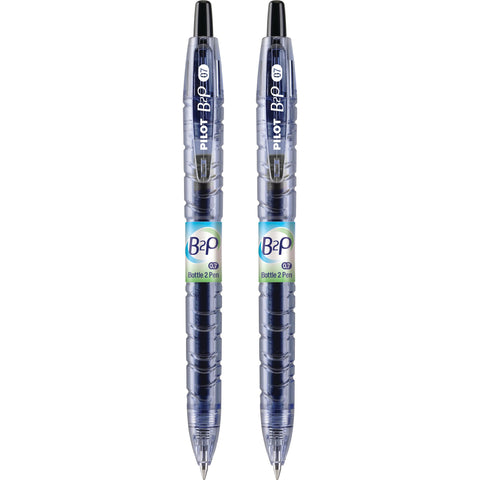 PILOT B2P - Bottle to Pen Refillable & Retractable Rolling Ball Gel Pen Made From Recycled Bottles, Fine Point, Black G2 Ink, 2-Pack (31605)
