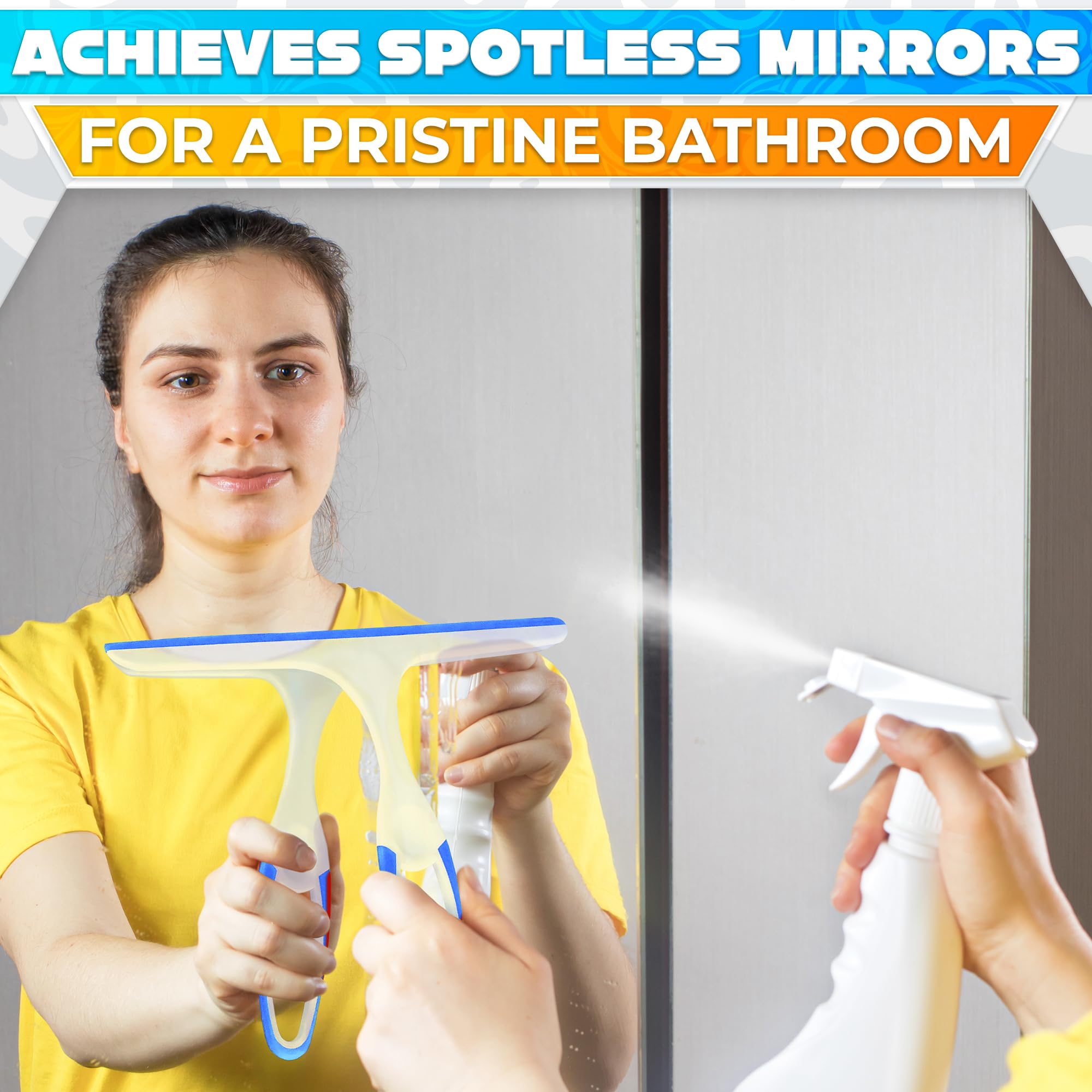 4Pcs 9.5” Hand Squeegee for Shower Glass - Durable Plastic Grip, Random Colors, Flexible Silicone Blade, Easy Hanging Hook, Lightweight Ergonomic Shower Squeegee for Glass Doors, Windows, and Tiles
