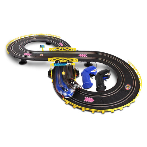 NKOK Sonic and Shadow Race Track Set with Working Lights, Lap Counter, Figure-8 Slot Car Track, Brown Box Packaging