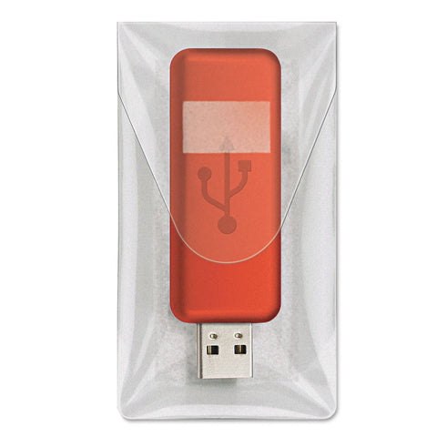 Cardinal HOLDit! USB Drive Pockets, 3-1/2" x 2", Clear, 6/Bag (21140)