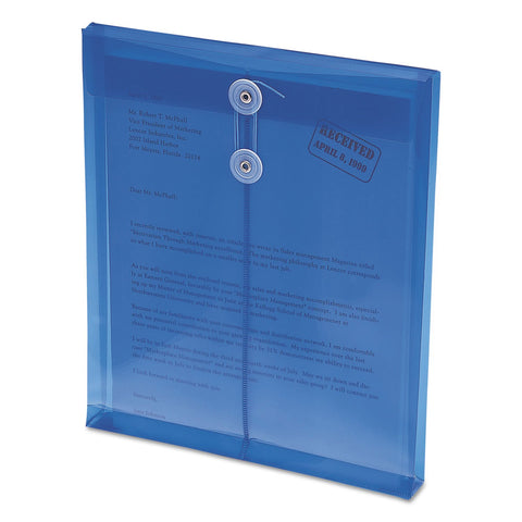 Smead Poly Envelope, 1-1/4" Expansion, String-Tie Closure, Top Load, Letter Size, Blue, 5 per Pack (89542)