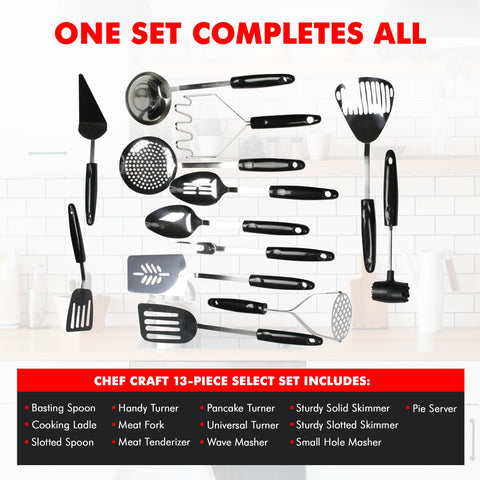 Chef Craft Select Slotted Sturdy Skimmer, 13 inch, Stainless Steel
