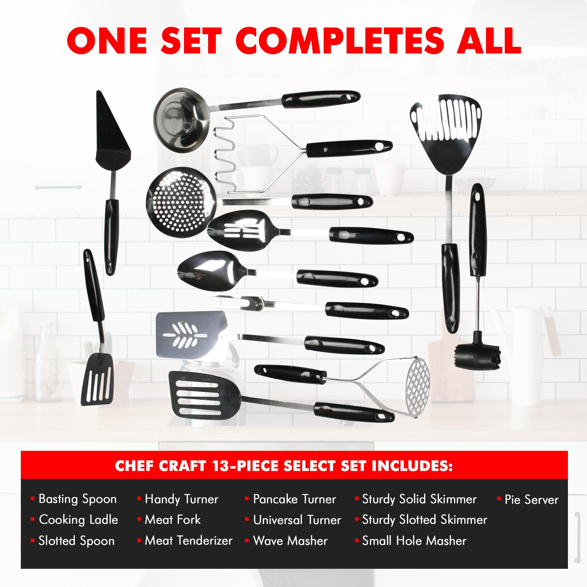 Chef Craft Select Turner/Spatula, 10.5 inch, Stainless Steel