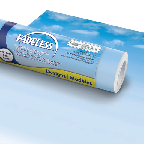 Fadeless Bulletin Board Paper, Fade-Resistant Paper for Classroom Decor, 47.25” x 12’’ , Wispy Clouds, 1 Roll