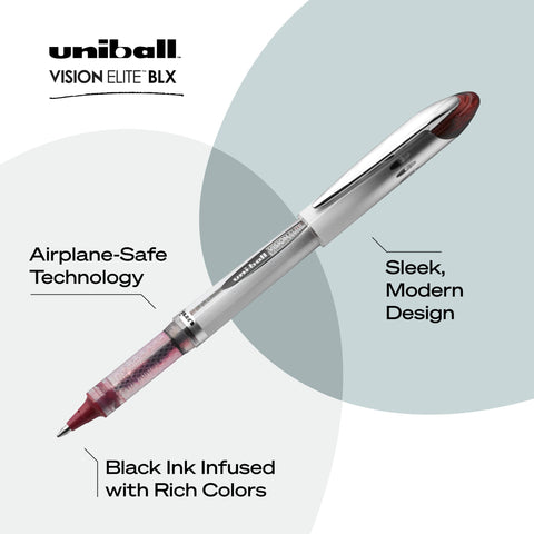 uni-ball® Vision™ Elite™ Liquid Ink Rollerball Pens, Bold Point, 0.8 mm, White Barrels, Assorted Ink Colors, Pack Of 4