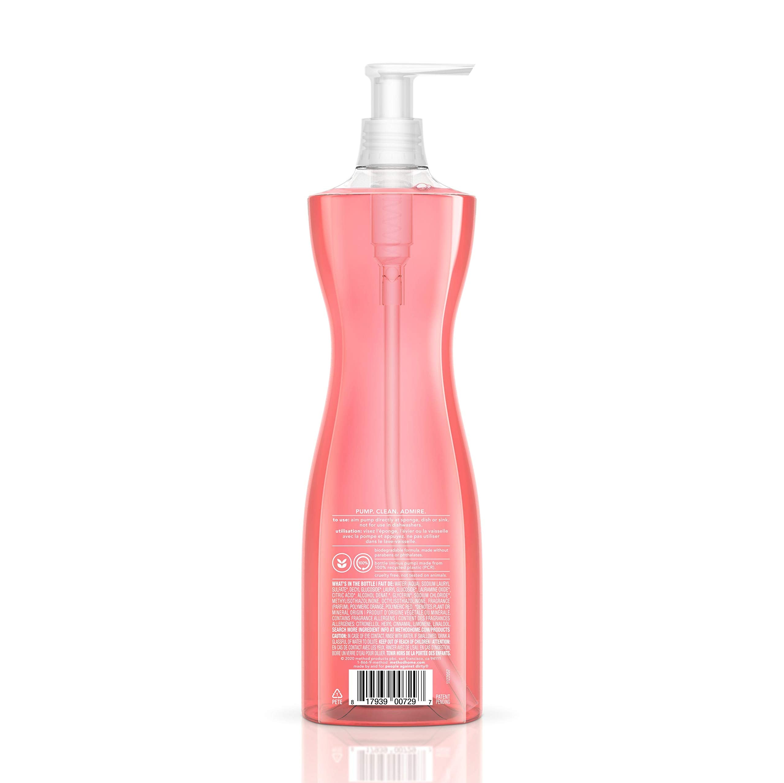 Method Dish Soap, Pink Grapefruit, 18 Ounce, 1 pack, Packaging May Vary