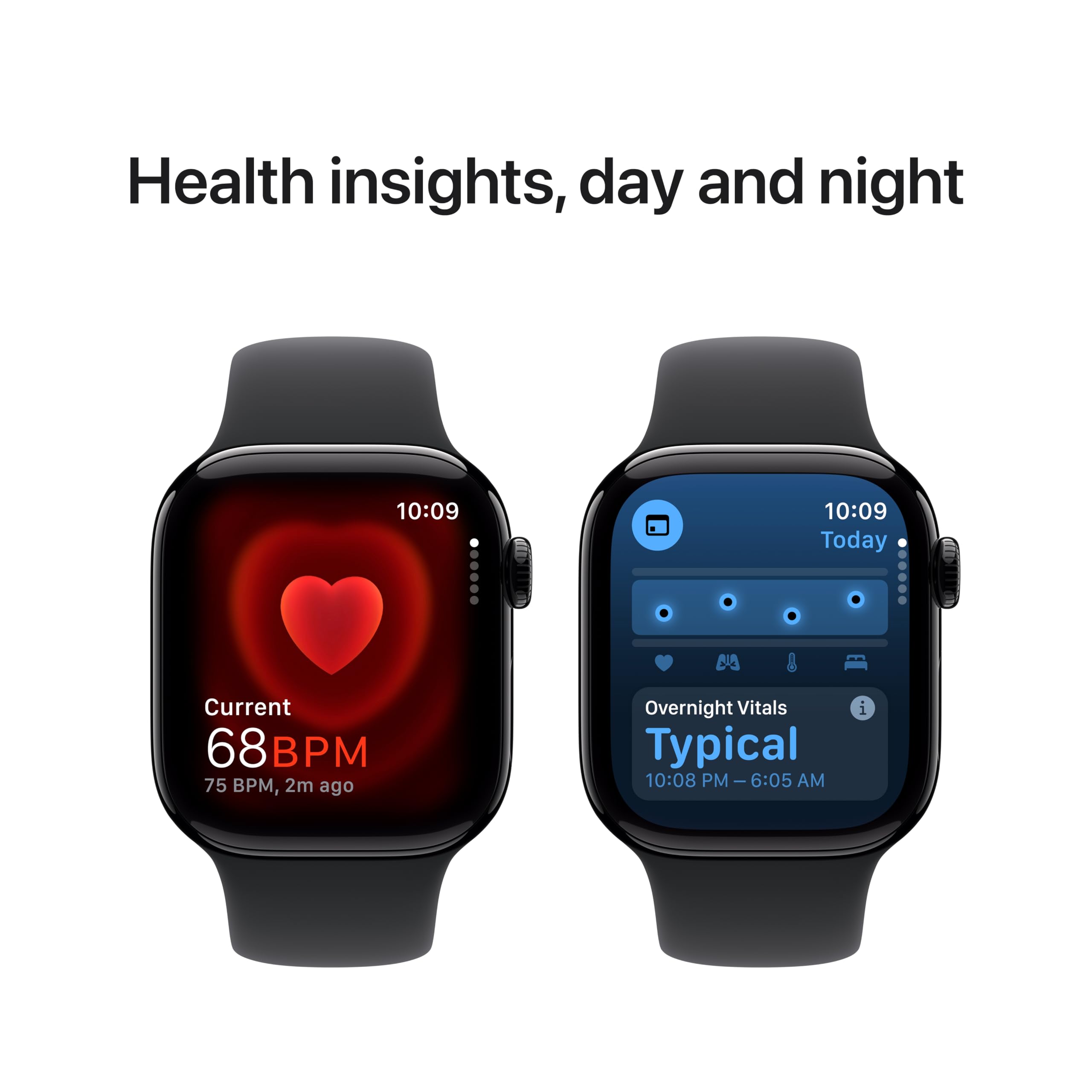 Apple Watch Series 10 [GPS 42mm case] Smartwatch with Jet Black Aluminum Case with Black Sport Band - S/M. Fitness Tracker, ECG App, Always-On Retina Display, Water Resistant