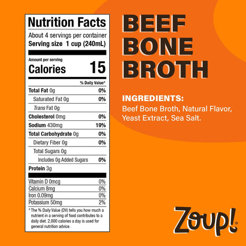 Savory Broth by Zoup! Keto-Friendly, Gluten Free, Non-GMO - Great for Stock, Bouillon, Soup Base or in Gravy - 1-Pack (32 oz)