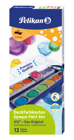 Pelikan Opaque Watercolor Paint Set, 12 Colors Plus Chinese White Tube (720854)